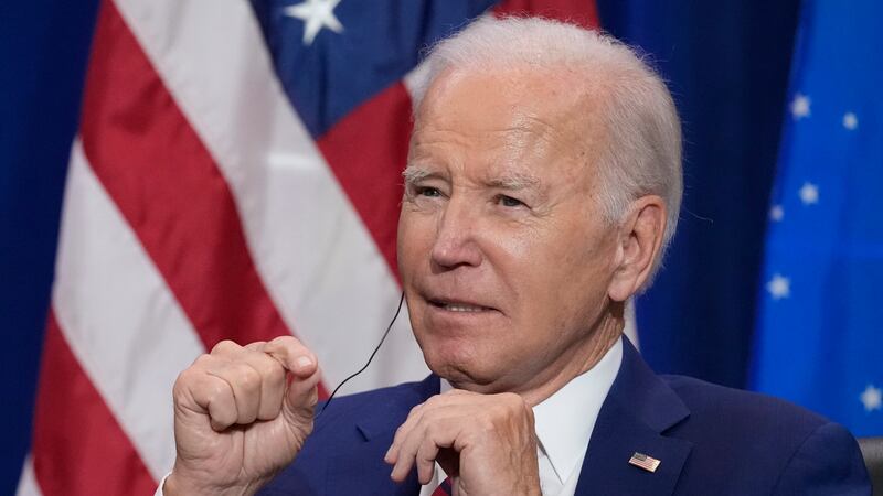 El presidente de Estados Unidos Joe Biden durante un encuentro con su homólogo brasileño Luiz...